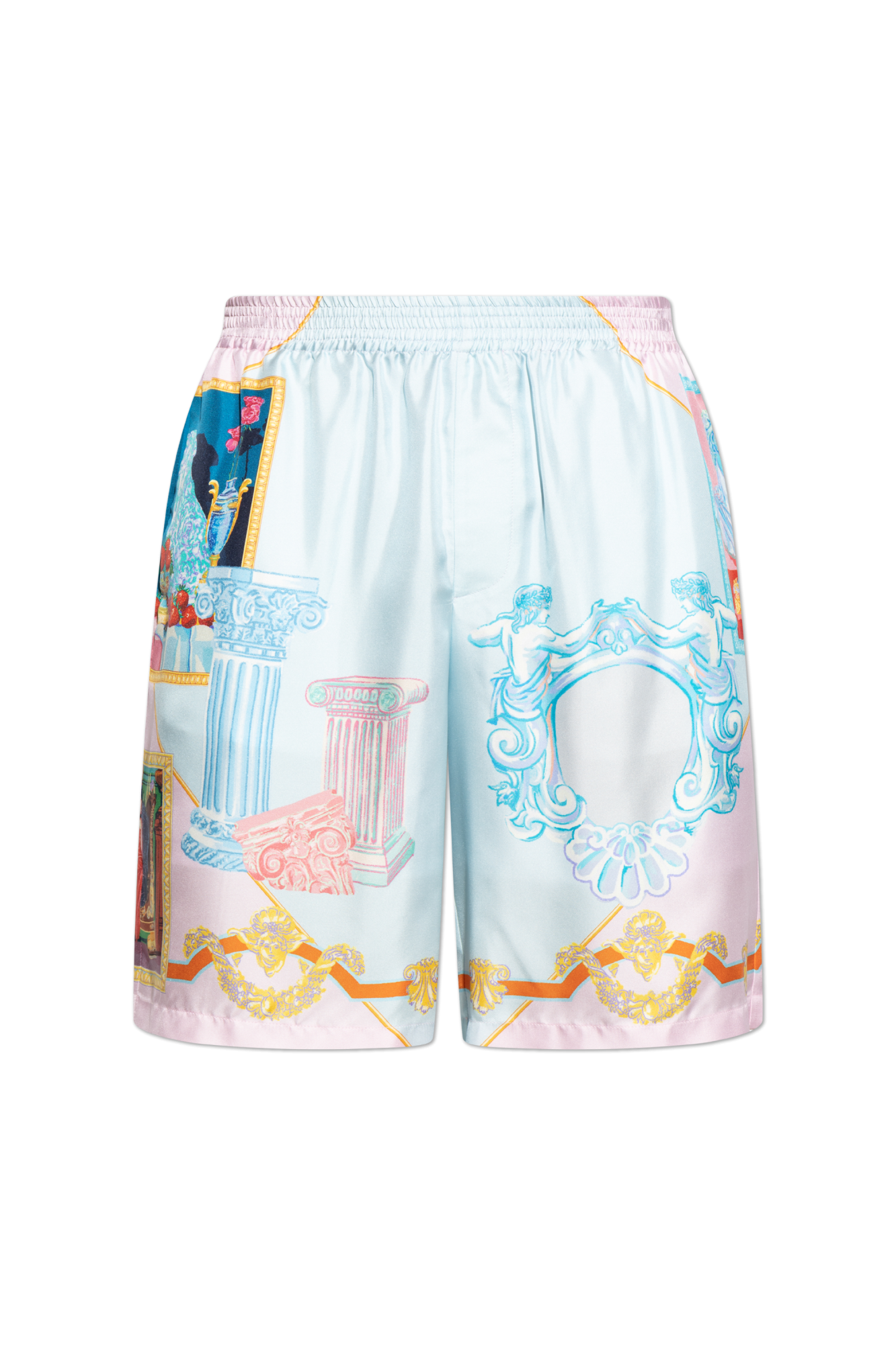 【関税＆送料込み】Versace Multicolor Shorts With Elastic W Versace Shorts Size S: Vibrant Seashell Print